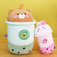 Bubble Thee Knuffel Beer Konijn Melk Thee Pluche Knuffel Animal Boba Fruit Thee Cup Kussen Gift Plushie Verjaardag gift