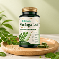 ONEHEALL Capsules de feuilles de Moringa pour adultes, marque privée, best-seller, antioxydant, sans gluten, supplément protéiné naturel, végétalien