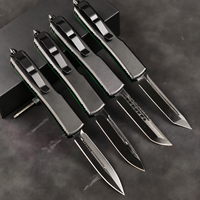 Couteau pliant de précision CNC en acier D2 UT85, manche en aluminium et acrylique, couteau de poche vert transparent, outil de survie EDC, coffret cadeau