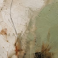 Peinture à l'huile abstraite Wabi-Sabi peinte à la main, style vintage français, patine antique, art mural d'entrée du milieu du siècle, cadre en alliage d'aluminium