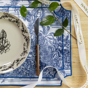 Ensemble de sets de table de fête à bord festonné personnalisés en gros, sets de table en coton écologiques avec broderie - Product Image 6