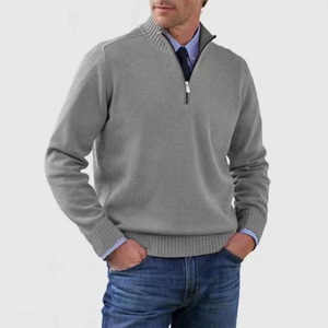 Vente en gros Sweat-shirt chaud à col rabattu pour hommes Nouveau pull en cachemire à simple boutonnage de couleur unie - Product Image 4