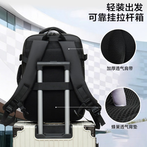 Men's Business <b>Laptop</b> <b>Backpack</b> Large Capacity Expandable Waterproof With Usb Port Solid Color For Travel And <b>Work</b> - Product Image 2