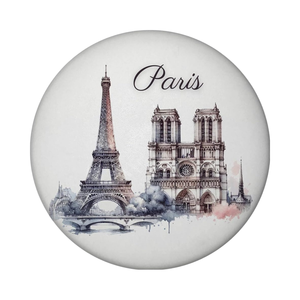 Aimant Symbole de Paris Tour Eiffel Louvre Notre-Dame Souvenir Sacré-Cœur Arc de Triomphe Montmartre Panthéon Rond 5cm - Product Image 1