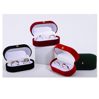 Velours petite boîte double anneau carré emballage bijoux étui à bijoux rose bleu gris couleur fiançailles mariage présentoir stockage