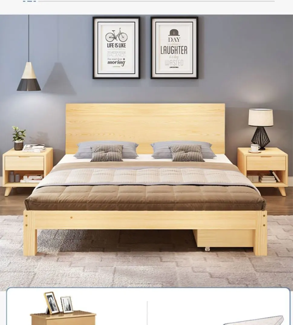 Son toptan masif meşe ahşap yatak Slat platformu yüksek kaliteli ahşap karyola iskeleti ucuz fiyat yatak odası mobilyası Modern yatak