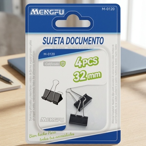 Mengfu M-0120, 4 Piezas, Clips Negros de 32 mm, Pinza Magnética Resistente para Uso en Oficina y Escuela, Hecho en China - Product Image 2