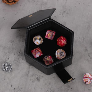 Boîte de rangement pour dés à jouer, matière en cuir, 7 pièces, idéal pour jeu de rôle, ponceuses <span class=keywords><strong>et</strong></span> de dragons - Product Image 3