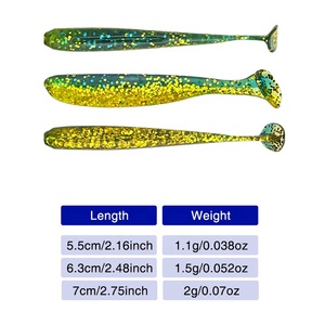 High Quality 1.1G/1.5G/2G 5 Colors <strong>Soft</strong> Fishing <strong>Lure</strong> T Tail <strong>Soft</strong> Bait With Bright Reflective Sequins - Product Image 2