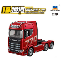 HUINA 1501 pour SCANIA Camion Télécommandé en Alliage 1/18, Remorque Sous Licence 770S, Voiture RC 2.4G Juguetes, Chargeur Inclus