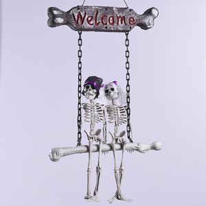 Decorazioni di Halloween Spaventose e Originali: <span class=keywords><strong>Scheletri</strong></span> di Sposi a Grandezza Naturale, Decorazioni Sospese, Insegna di Benvenuto con Coppia di <span class=keywords><strong>Scheletri</strong></span> per Halloween - Product Image 1