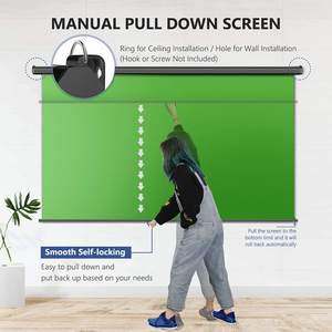 HEYU Écran vert rétractable 6x6.5FT/1.8x2M pour montage mural ou au plafond, panneau Chroma Key pour le streaming - Product Image 5