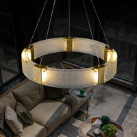Lustre en verre postmoderne, éclairage de chambre à coucher, corps doré, lumières suspendues à LED à intensité variable avec garantie de 3 ans