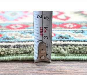 Tapis en laine kazak vert Design géométrique noué à la main doux pour la prière pique-nique adolescent salon personnalisable Puzzle Rectangle couloir - Product Image 6