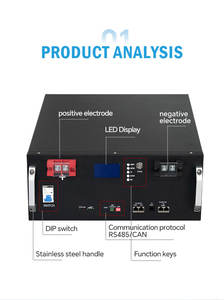 Batterie au lithium rechargeable 5 kWh 51,2 V, montage mural, stockage d'énergie domestique, batterie LiFePO4 48 V 100 Ah, protection BMS, <span class=keywords><strong>FGET</strong></span> - Product Image 2