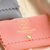 Pochette cadeau rose en suède recyclable avec cordon de serrage, logo imprimé personnalisé, pour boucles d'oreilles