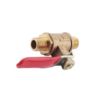 Robinet à bille en laiton sur mesure 1/8'' avec raccord cannelé, filetage mâle, poignée rouge pour eau, huile, gaz, robinet à bille cannelé 3/8''
