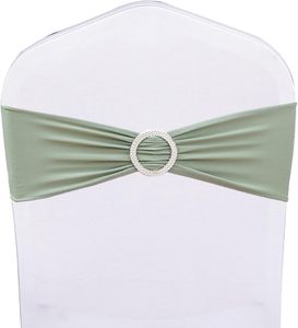 Fundas de Licra para Sillas en Varios Colores, Verde Salvia, para Bodas, Bandas Elásticas para Sillas con Hebilla Deslizante, Lazos Elásticos para Sillas para Fiestas - Product Image 1
