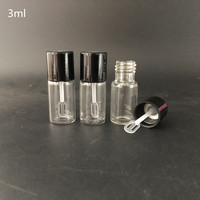 Flacon en verre transparent de 3 ml avec bouchon en bakélite noir, couvercle phénolique, petit flacon de parfum avec spatule