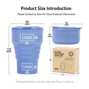 แก้วน้ำพับได้แบบพกพาสำหรับเดินทางและเล่นกีฬา ฝาซิลิโคนทนความร้อน สำหรับดื่มน้ำเย็นหรือกาแฟเย็น ขายส่งแบบกำหนดเองได้ - Product Image 3