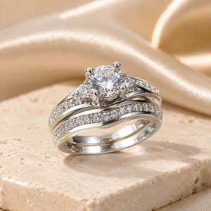 Anillos de Compromiso para Pareja, Diseño de Cuatro Puntas con Circonita, Elegantes Anillos a Juego para Hombre y Mujer - Product Image 4