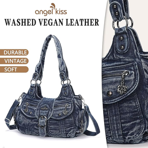 Sac bandoulière hobo en <span class=keywords><strong>jean</strong></span> personnalisé, sac à main décontracté en <span class=keywords><strong>jean</strong></span> pour femme, grande capacité, multi-poches, sac à bandoulière en <span class=keywords><strong>jean</strong></span> - Product Image 3