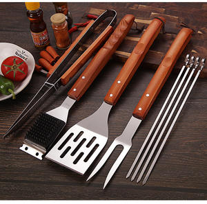 Ensemble d'accessoires pour barbecue de 12 pièces, manches en bois, outils en acier, bâtonnets pour barbecue, outils de cuisson au barbecue en plein air, camping - Product Image 5