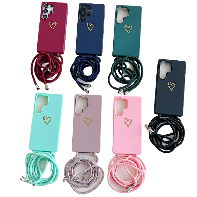 Crossbody Lanyard TPU Silicone Shockproof Phone Case for for S20/S21/S22/S23/S10/Note 10/Plus/ Ultra Street Fashion