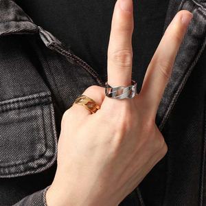 Anillo de Dedo JUSTOP de Acero Inoxidable con Baño de Oro de 18K, Diseño Clásico de Esqueleto, Cadena Cúbica, Antideslustre, para Hombre, para Compromiso y Aniversario - Product Image 6