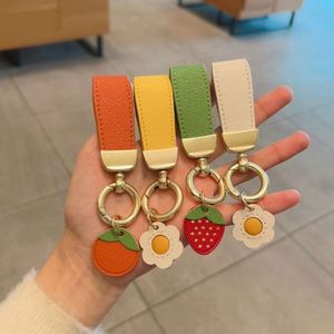 Creative Handmade Keychain Pendant Fashion PU Leather Light Keychain Back School <b>Cute</b> <b>Keyrings</b> Decoration Bag - Product Image 3