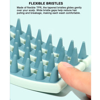 Brosse de massage multifonctionnelle pour le cuir chevelu, à usage sec et humide, avec long manche incurvé et en silicone ventilé, pour le shampoing capillaire