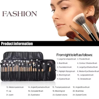 JLY Ensemble de 24 pinceaux de maquillage professionnels de voyage avec étui roulant, kit cosmétique tendance pour fond de teint, fard à paupières, blush et contour