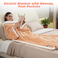 Couverture chauffante électrique portable avec poche pour les pieds, pour usage domestique en hiver, avec télécommande et fil chauffant