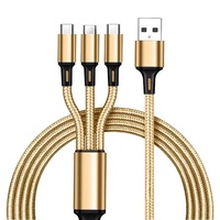 Câble de charge rapide USB Type-C Micro 3-en-1 1,2 m en nylon tressé avec conducteur en cuivre pur IOS 5A pour montre connectée et appareil photo