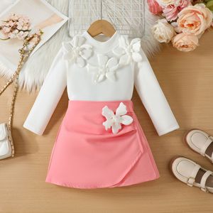 Nuovo Set di Abbigliamento <span class=keywords><strong>per</strong></span> Ragazze con Top a Maniche Lunghe e <span class=keywords><strong>Pantaloni</strong></span> con Fiori 3D, Elegante Outfit Quotidiano - Product Image 1