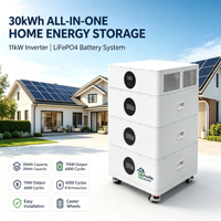 Sistem Penyimpanan Energi LiFePO4 30kWh 11KW yang Dapat Ditumpuk, Output Gelombang Sinus Murni, Efisiensi Tinggi, MPPT 80 hingga 450Vdc, Multi