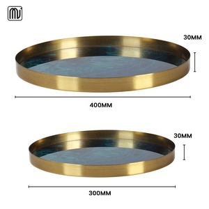 Décor de <span class=keywords><strong>maison</strong></span> de Noël Jane European Light Luxury Restaurant Hotel Blue Glass Agate Pattern Tray - Product Image 4
