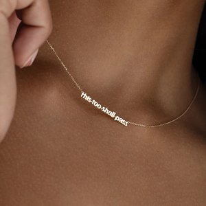 LYBURCHI Collier en argent sterling 925 plaqué or 14 carats 18 carats avec lettres This Too Shall Pass pour femmes et filles - Product Image 4
