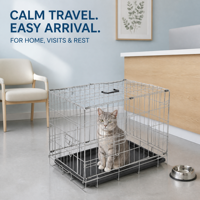 Cage pliable pour chien en acier inoxydable de luxe, idéale pour l'intérieur et l'extérieur, avec plateau en plastique pour un nettoyage facile