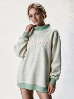 Sweat-shirt à col montant à pois pour femme, longueur allongée, avec logo brodé personnalisé, haut chemisier pour femme