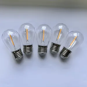 Venta al por mayor reemplazable 12V 36V 120V 240V 1W 2W 80lm iluminación de vacaciones inastillable cálido S14 luces de cadena al aire libre bombillas LED Edison