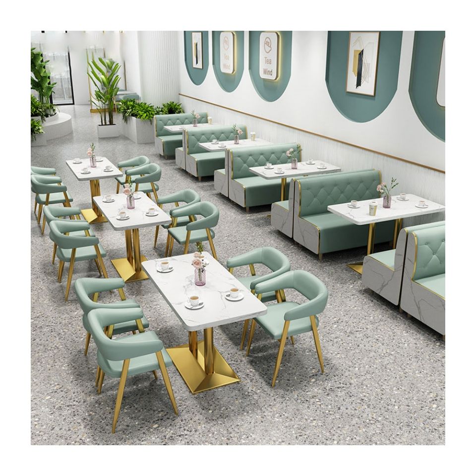 Groothandel Moderne Restaurant Meubelsets Cafe Fast Food Cabine Zitplaatsen Sofa Metalen Eettafels En Stoelen Set