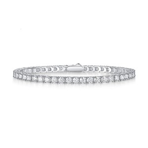 Pulsera de tenis de <span class=keywords><strong>plata</strong></span> de ley S925 de alta calidad con diamantes y moissanita de corte redondo <span class=keywords><strong>para</strong></span> mujer y <span class=keywords><strong>hombre</strong></span>, regalo de cumpleaños - Product Image 1