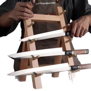 Support à couteaux en bois de style japonais, à plusieurs niveaux, pour couteaux à sashimi de cuisine, design écologique - Product Image 5