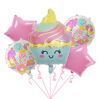 Ballons en aluminium en forme de bonbons glacés de dessin animé mignons, 5 pièces, beignets, décoration de fête d'anniversaire, de remise de diplôme, de Noël, du Nouvel An