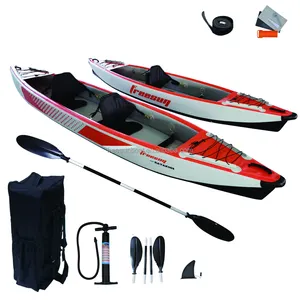 14ft K410 For 2 People Fishing Kayak With 2 Seats And Paddles Drop Stitch Kayak PVC Inflatable Kayak