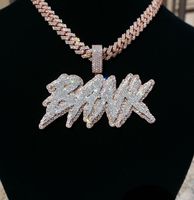 Pendentif Lettre Prénom Diamant Moissanite VVS en Argent Sterling 925, 2.5 Pouces 3 Pouces, Pendentifs Moissanite Givrés pour Collier