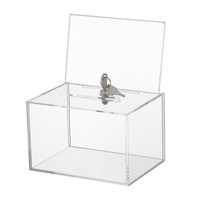 Boîte de vote transparente en acrylique pour dons, mérites, charité, suggestions, élections, petite taille, avec serrure, haute transparence