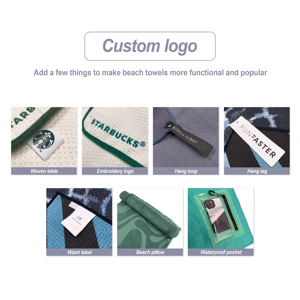 Ensemble de serviettes de plage en <span class=keywords><strong>microfibre</strong></span> gaufrée en daim et <span class=keywords><strong>microfibre</strong></span>, sans sable, avec sublimation du logo personnalisé, extra large en <span class=keywords><strong>microfibre</strong></span> recyclée - Product Image 6