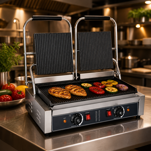 Prensa Eléctrica Comercial de Doble Cabezal para Panini, Parrilla de Contacto de 3.6kW 220V para Sándwiches, Hamburguesas, Filetes, Cafeterías, Restaurantes y Cocinas - Product Image 6